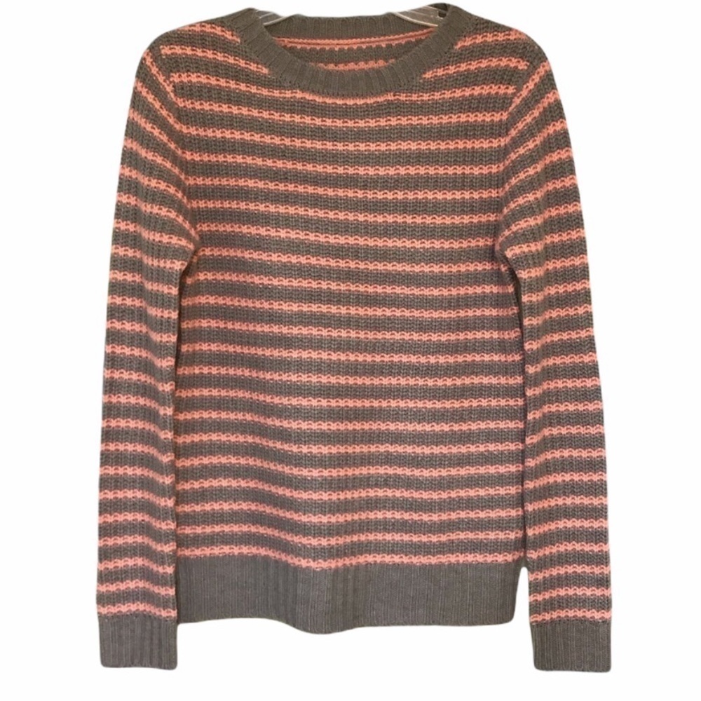 Mark B Sweater Striped Cozy Gray and Pink Sz Small